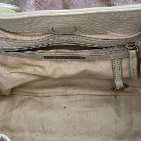 Kenneth Cole Ivory Thick Pebble Leather Studs Satchel Handbag Purse PRE-OWNED - Picture 8 of 9